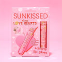 Sunkissed x Love Hearts | Cherry | Lip Gloss 15ml & Heart Lip Gloss Holder | Glossy Hydration & Cute Accessory | SU32568