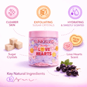 Sunkissed x Love Hearts | Blackcurrant | Soap & Scrub Whipped Body Cleanser 250g | Gently Exfoliating Sweet Cleanse | SU32483